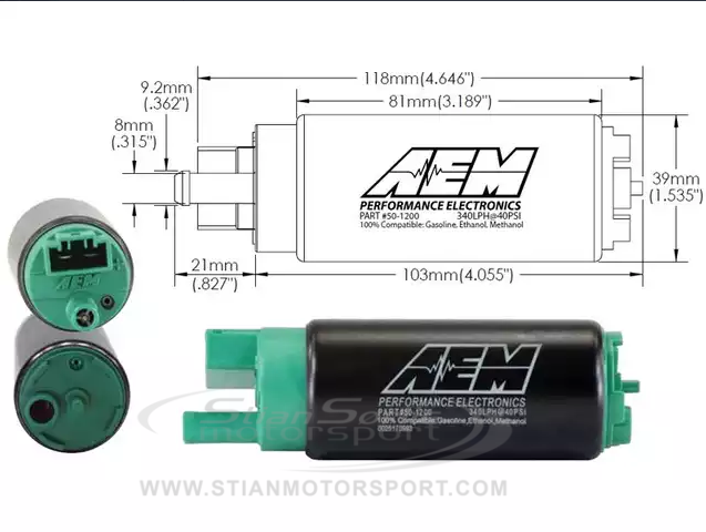 Bensinpumpe AEM 320L E85 (in tank)