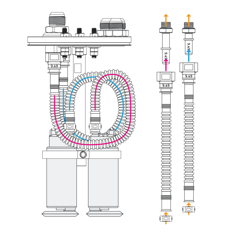 In-tank monteringssett bensinpumpe for E85 8,4-10mm (dual pump)
