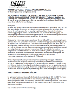 Bremseklosser Endless EIP185 CCDA, fram, McLaren - Bestillingsvare