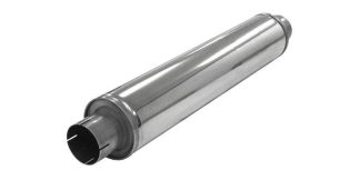 Lyddemper 3" (76mm) Rund, L630mm B o.Ø. 125mm, Rustfritt