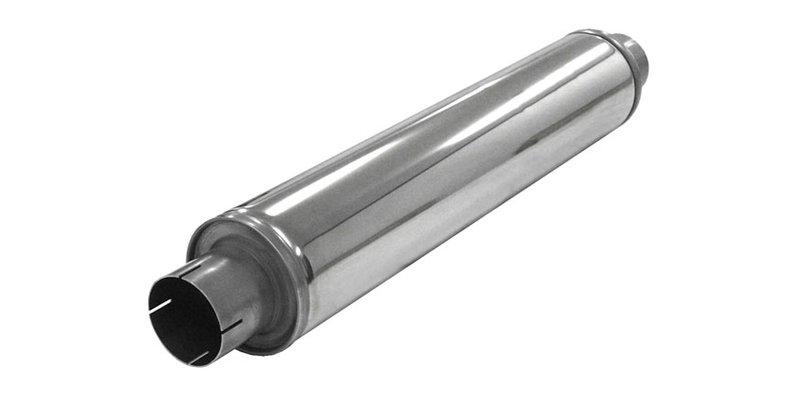 Lyddemper 3" (76mm) Rund, L630mm B o.Ø. 125mm, Rustfritt