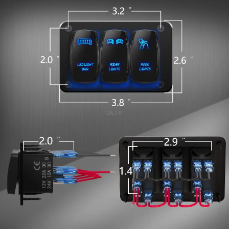 Bryterpanel 3 i 1 12V - Bilde 2