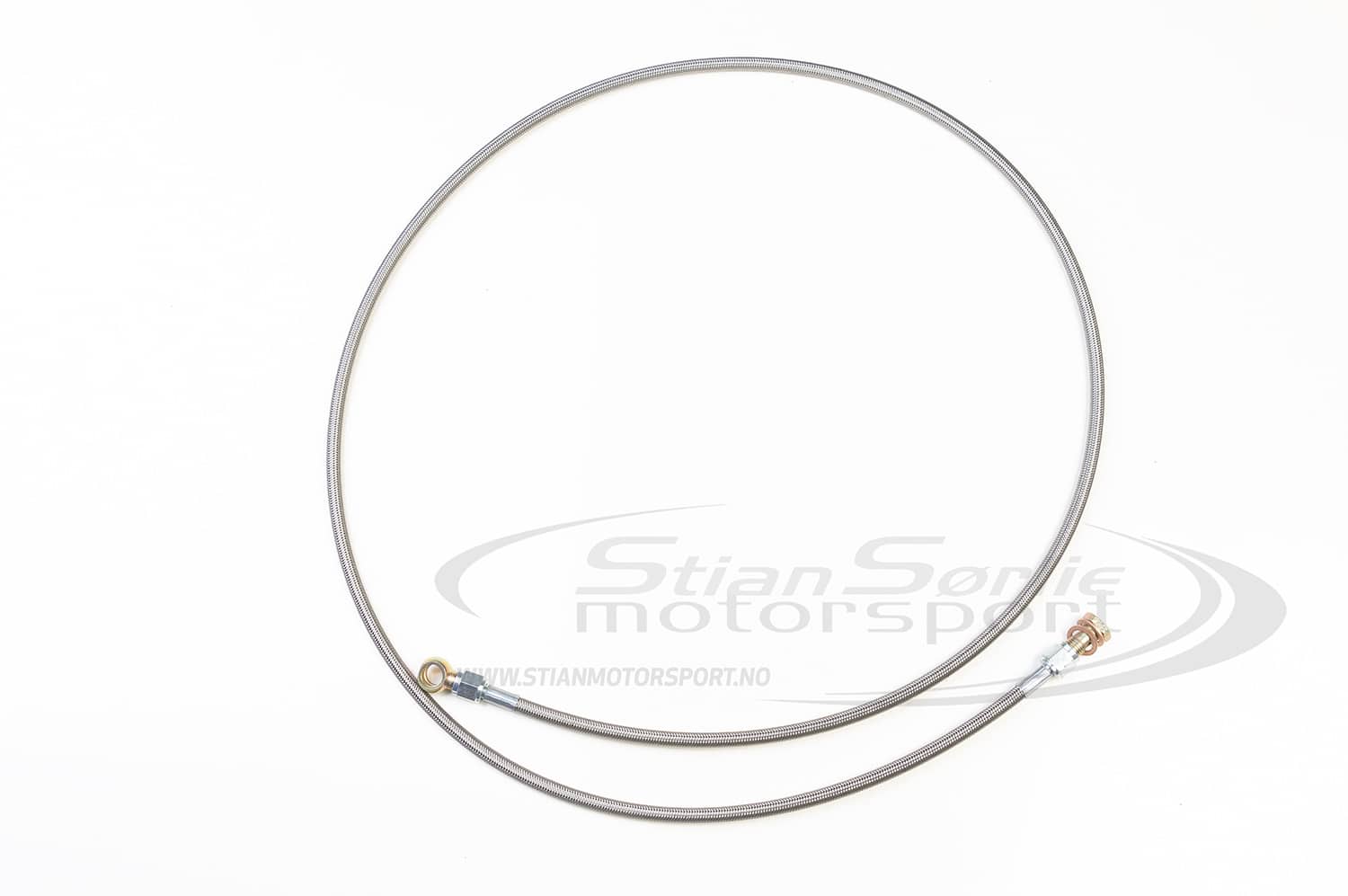 Slange Stålomspunnet Teflon fra reservoar til pumpe L.1620mm 7/16UNF ferdig med Banjo koblinger